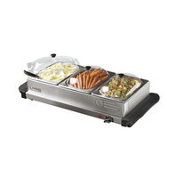 Nostalgia Electrics Living Collection 3-Station Stainless Steel Buffet Server & Warming Tray