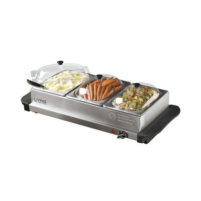 Nostalgia Electrics Living Collection 3-Station Stainless Steel Buffet Server & Warming Tray