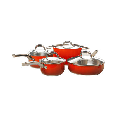 Simplemente 8-pc. Stainless Steel Cookware Set (Orange)