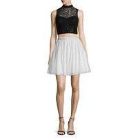 City Triangles Sleeveless Sequin-Lace Two-Piece Party Dress - Juniors