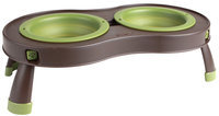Popware for Pets Collapsible & Elevated Pet Feeder - Brown & Green
