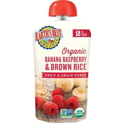 Earth's Best Organic® Banana, Raspberry & Brown Rice Baby Food Puree