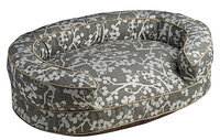 Crypton Super Fabric Cherries Oval Bolster Charcoal, Large