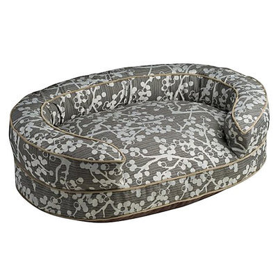 Crypton Super Fabric Cherries Oval Bolster Charcoal, Large