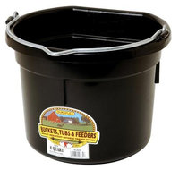 Miller Mfg Inc Miller Mfg Co Inc Flat Back Plastic Bucket- Black 8 Quart - P8FBBLACK