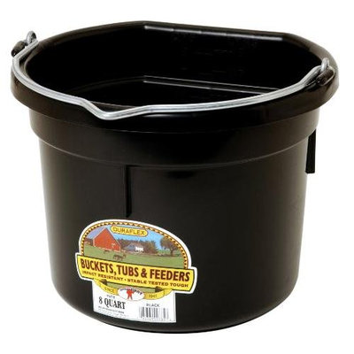 Miller Mfg Inc Miller Mfg Co Inc Flat Back Plastic Bucket- Black 8 Quart - P8FBBLACK