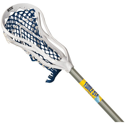 STX Fiddle STX Mini Super Power Lacrosse Stick with Plastic Handle & Ball, White/Blue - 36