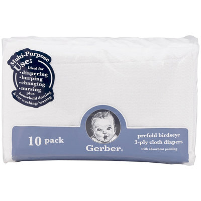 Gerber Prefold Birdseye Cloth Diapers - Padding - 10pk