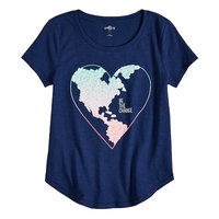 SO® Curve Hem Shiny Graphic Tee For Girls 7-16 & Plus Size