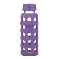 Lifefactory Glass Water Bottle with Flat Cap and Silicone Sleeve