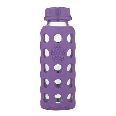 Lifefactory Glass Water Bottle with Flat Cap and Silicone Sleeve