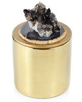 Horchow Smoky Quartz and Agate Candle, BLK/GREY