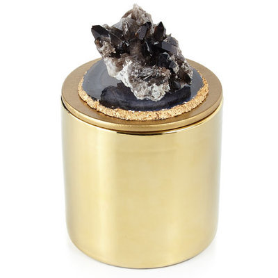 Horchow Smoky Quartz and Agate Candle, BLK/GREY