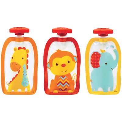 Infantino Fashion Squeeze Pouches - Animals - 4 oz - 50 ct