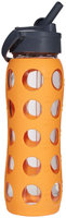 Lifefactory Glass Bottle with Straw Cap - Orange - 22 oz