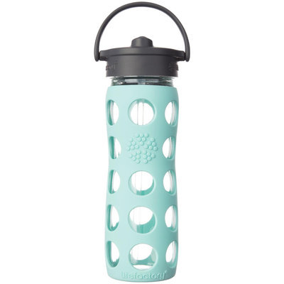Lifefactory Glass Bottle with Straw Cap and Silicone Sleeve - 16oz - Turquoise