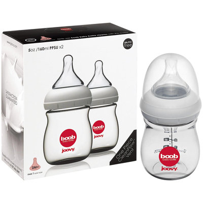 JoovyA Boob 5-Ounce Baby Bottle in Grey (2-Pack)