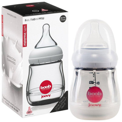 JoovyA Boob 5-Ounce Baby Bottle & Insulator in Grey