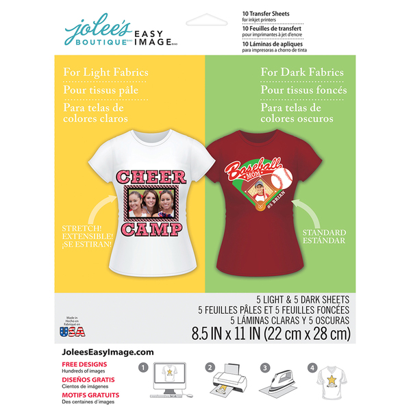Jolee/'s Easy Image Transfer Sheets 8.5/"X11/" 5//Pkg-For Dark Fabrics