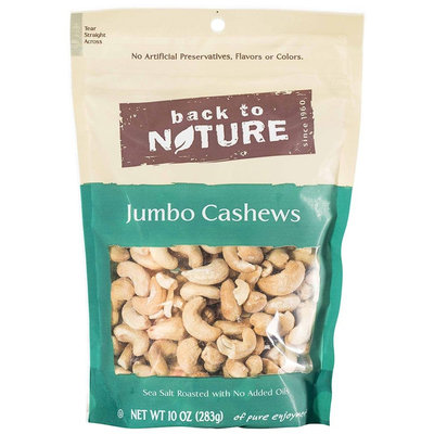Back To Nature Jumbo Cashews, Sea Salt, Roasted, 10 oz