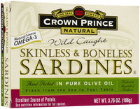 Crown Prince Skinless & Boneless Sardines, In Oil, 3.75 oz
