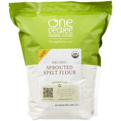 One Degree Flour 95% Organic Sprouted Spelt 80 Oz, Pack of 4