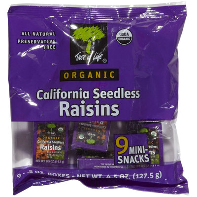 Tree Of Life Organic Raisins, 9-0.5 oz boxes