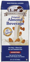 Harmony Farms Unsweetened Original Almond Beverage, 32 fl oz - 1 ct.