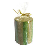 American Atelier Striped Glitter Pillar Candle Color: Emerald and Gold, Size: 4