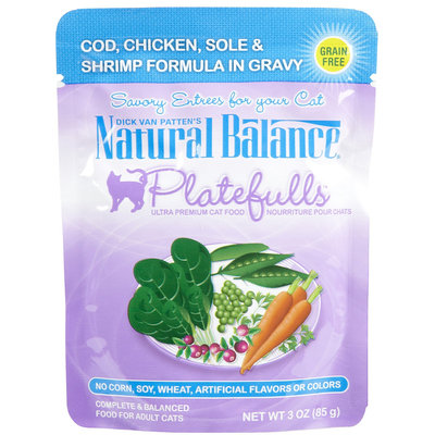 Natural Balance Platefulls - Cod, Chicken, Sole & Shrimp - 24 x 3