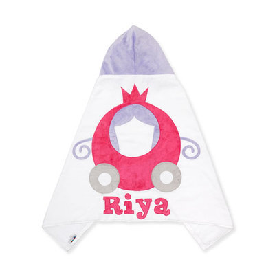 The Carriage Hooded Towel, White/Pink - Boogie Baby