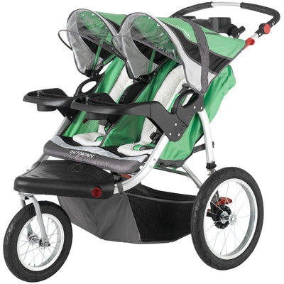 Schwinn Turismo Double Jogging Stroller - Green & Black Green/black