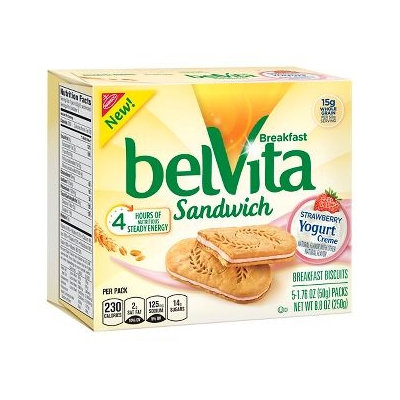 Nabisco belVita Breakfast Biscuits Sandwich Strawberry Yogurt Creme