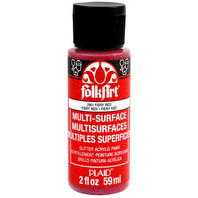 Multi-Surface Glitter Acrylic Paint in Fiery Red by FolkArt