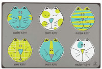 ORE Pet Comic Kitty Placemat - Blue & Green