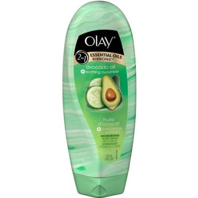 Olay 2-in-1 Essential Oils Ribbons Avocado Oil + Soothing Cucumber Moisturizing Body Wash