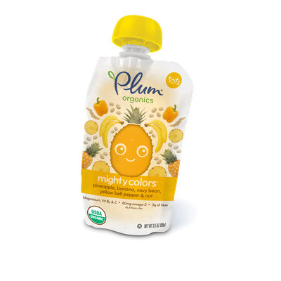 Plum Organics Mighty Colors™ Pineapple, Banana, Navy Bean, Yellow Bell Pepper & Oat