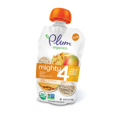 Plum Organics Mighty 4® Blends Mango & Pineapple, White Bean, Butternut Squash, Oat