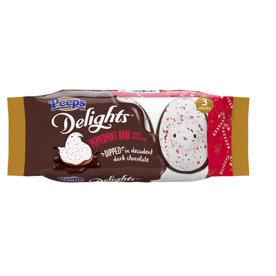 Peeps Christmas Chick Peppermint Bark Dipped in White Fudge