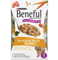 Beneful Wet Dog Food Romana Style Medleys With Chicken Carrots Pasta And Spinach