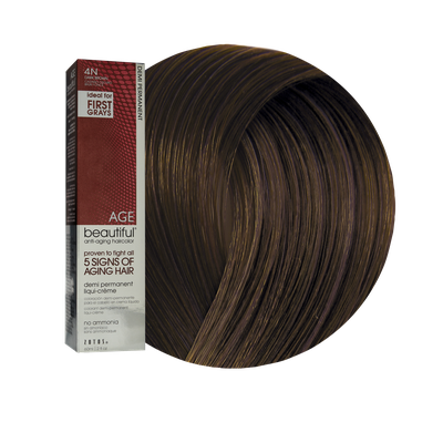 Zotos AGEbeautiful Anti-Aging Demi Permanent Liqui-Creme Haircolor 4N Dark Brown