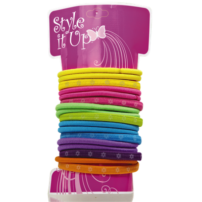 Style It Up Flat Flower Print Hair Elastics