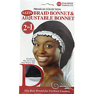 Donna Adjustable Braid Bonnet Black and White
