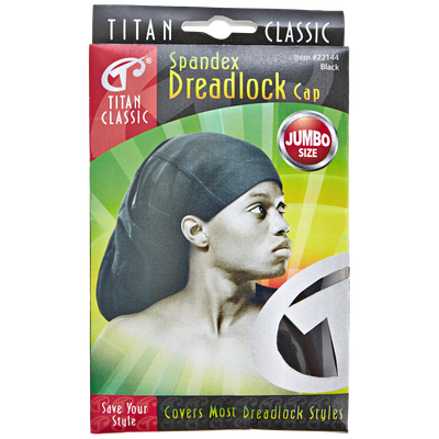 Titan Spandex Dreadlock Cap Jumbo Size Black