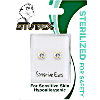 Studex 5mm CZ Gold Plated Surgical Steel Earring