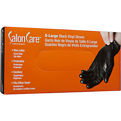 Salon Care Extra Large Black Vinyl Gloves