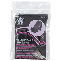 Salon Care 2 Count Black Reusable Latex Gloves Small