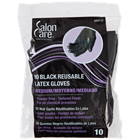 Salon Care 10 Count Black Reusable Latex Gloves Medium