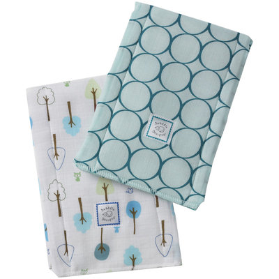 Swaddle Designs Baby Burpies - Cotton - Turquoise Mod Circles - 2 ct