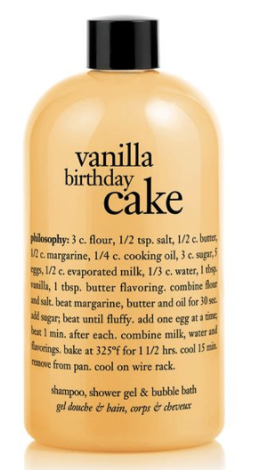philosophy vanilla birthday cake shampoo, shower gel & bubble bath